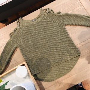 Express green Cold Shoulder sweater
